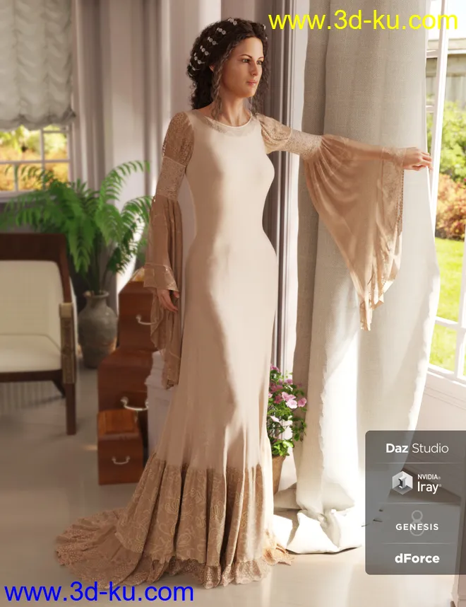 dForce Rochelle Gown for Genesis 8 Female(s)模型的图片1