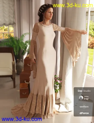 3D打印模型dForce Rochelle Gown for Genesis 8 Female(s)的图片