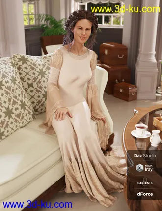 3D打印模型dForce Rochelle Gown for Genesis 8 Female(s)的图片