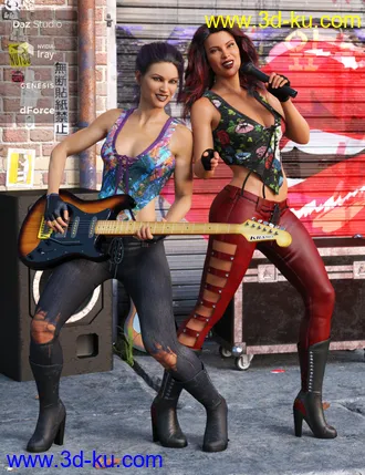 3D打印模型dForce Rock On Outfit Textures的图片
