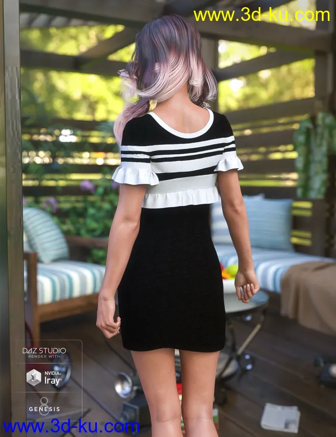 dForce Ruffle Knit Dress for Genesis 8 Female(s)模型的图片3