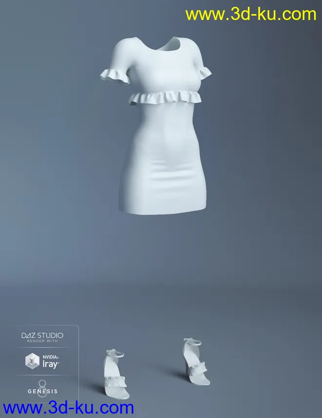dForce Ruffle Knit Dress for Genesis 8 Female(s)模型的图片6