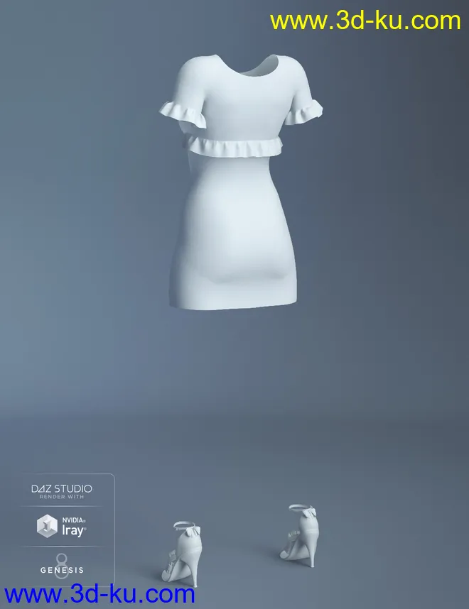 dForce Ruffle Knit Dress for Genesis 8 Female(s)模型的图片7
