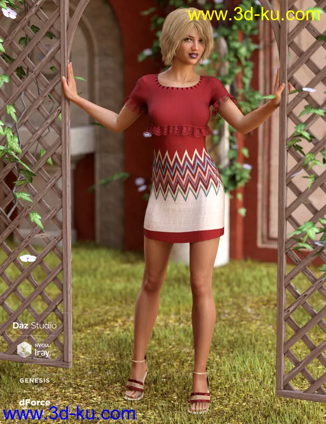 dForce Ruffle Knit Outfit Textures模型的图片3