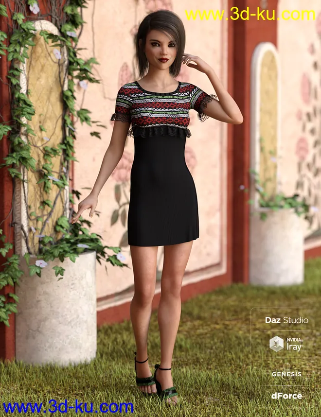dForce Ruffle Knit Outfit Textures模型的图片8