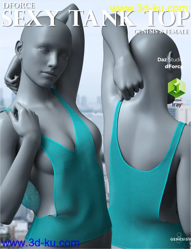 dForce Sexy Tank Top for Genesis 8 Female模型的图片1