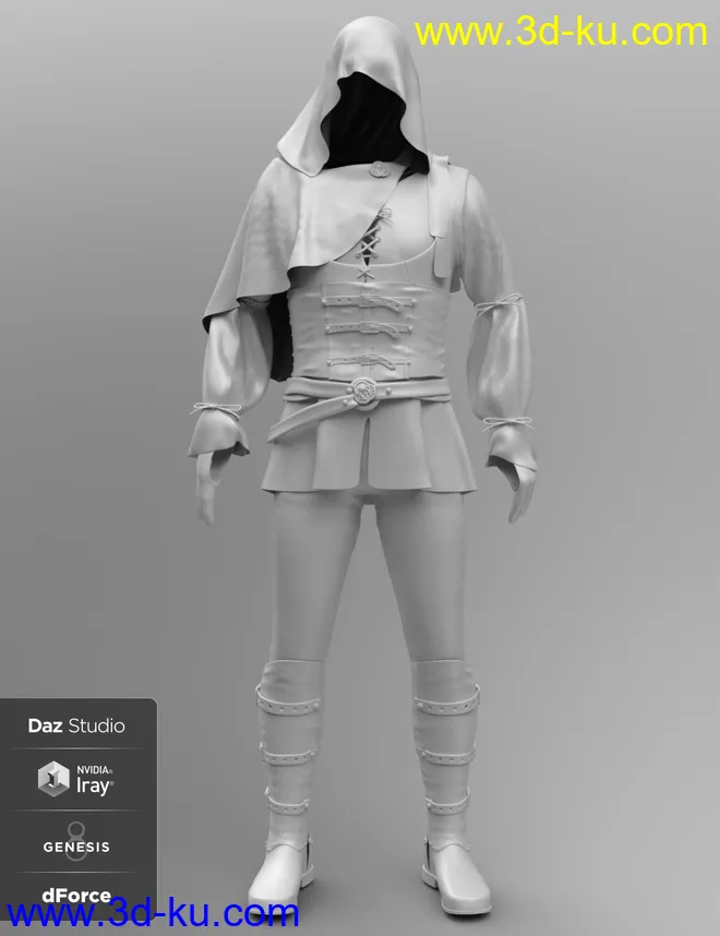 dForce Shrouded Assassin Outfit for Genesis 8 Male(s)模型的图片2
