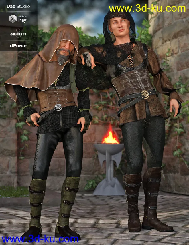 dForce Shrouded Assassin Outfit for Genesis 8 Male(s)模型的图片6