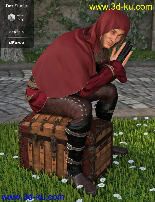 dForce Shrouded Assassin Outfit for Genesis 8 Male(s)模型的图片7