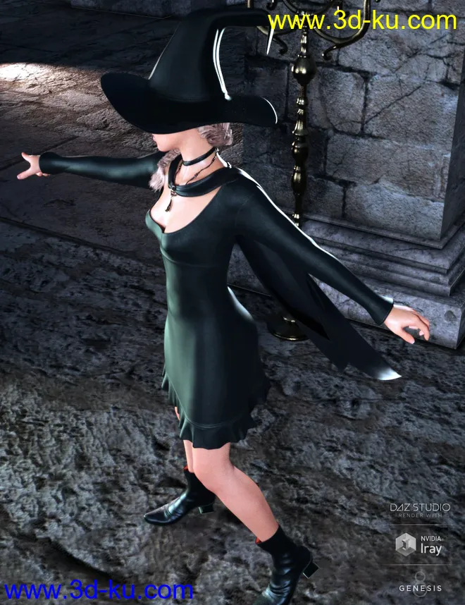 dForce Sorceress Outfit for Genesis 8 Female(s)模型的图片1
