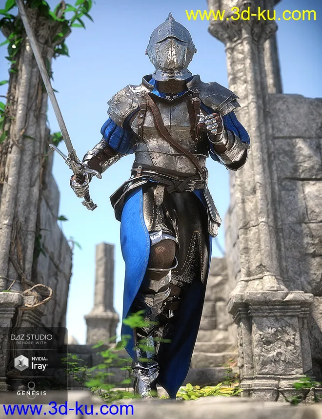 dForce The Bellowtalons Knight Outfit for Genesis 8 Male(s)模型的图片4