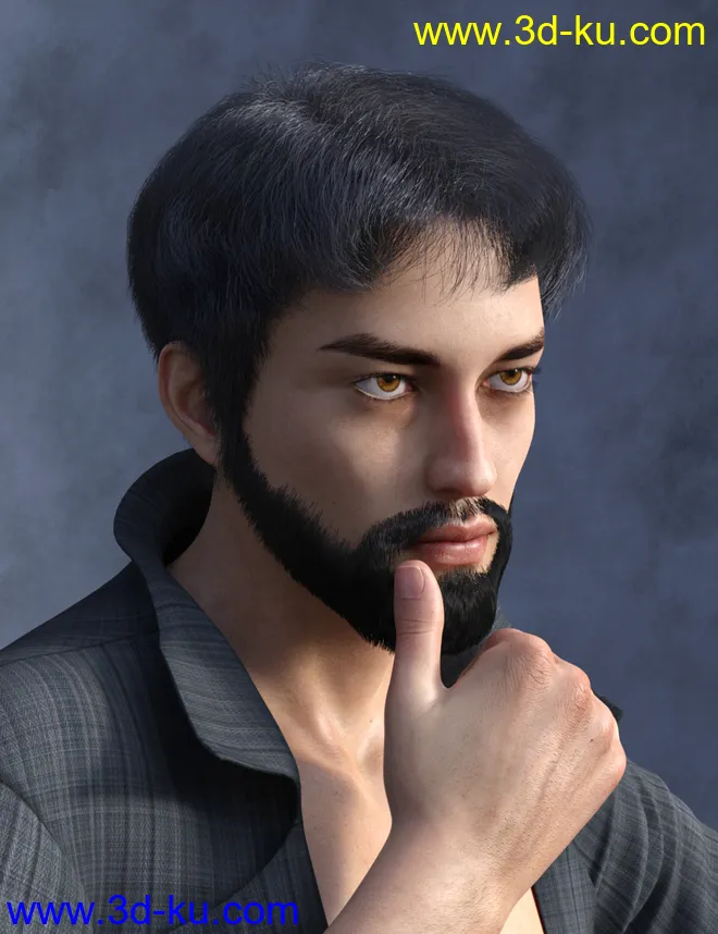 dForce Trendy Overdue Hair and Beard for Genesis 8 Male(s)模型的图片2