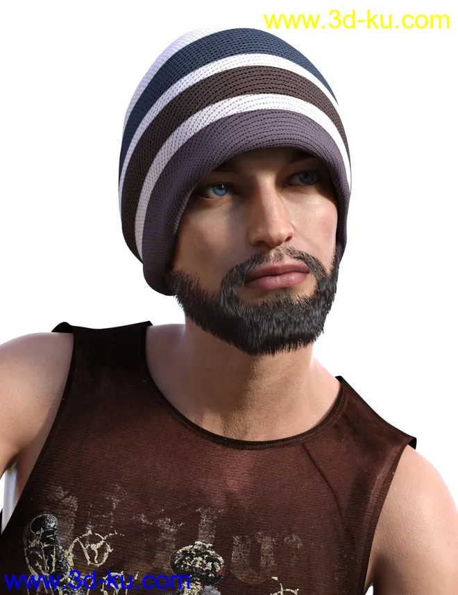 dForce Trendy Overdue Hair and Beard for Genesis 8 Male(s)模型的图片5