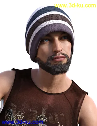 3D打印模型dForce Trendy Overdue Hair and Beard for Genesis 8 Male(s)的图片