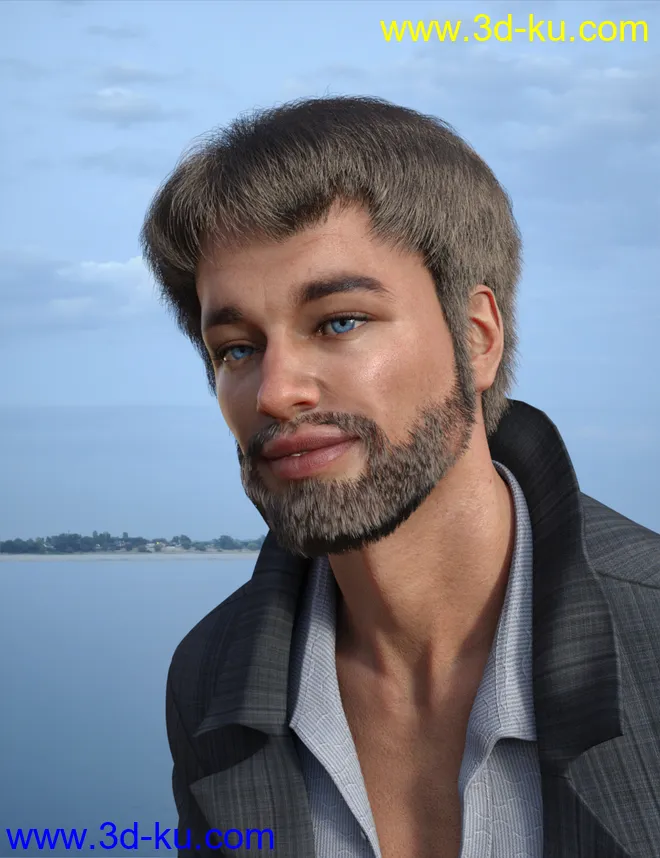 dForce Trendy Overdue Hair and Beard for Genesis 8 Male(s)模型的图片8