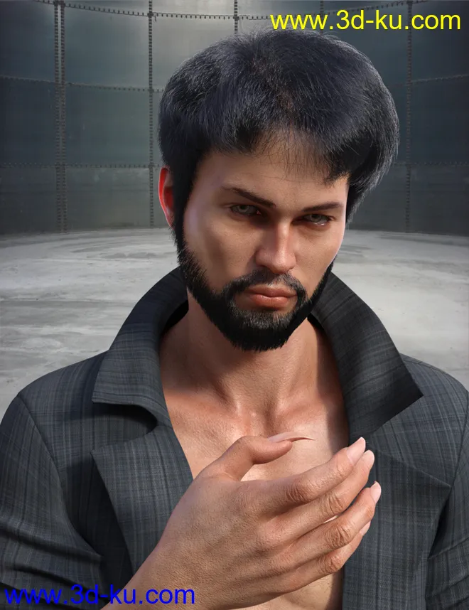 dForce Trendy Overdue Hair and Beard for Genesis 8 Male(s)模型的图片9