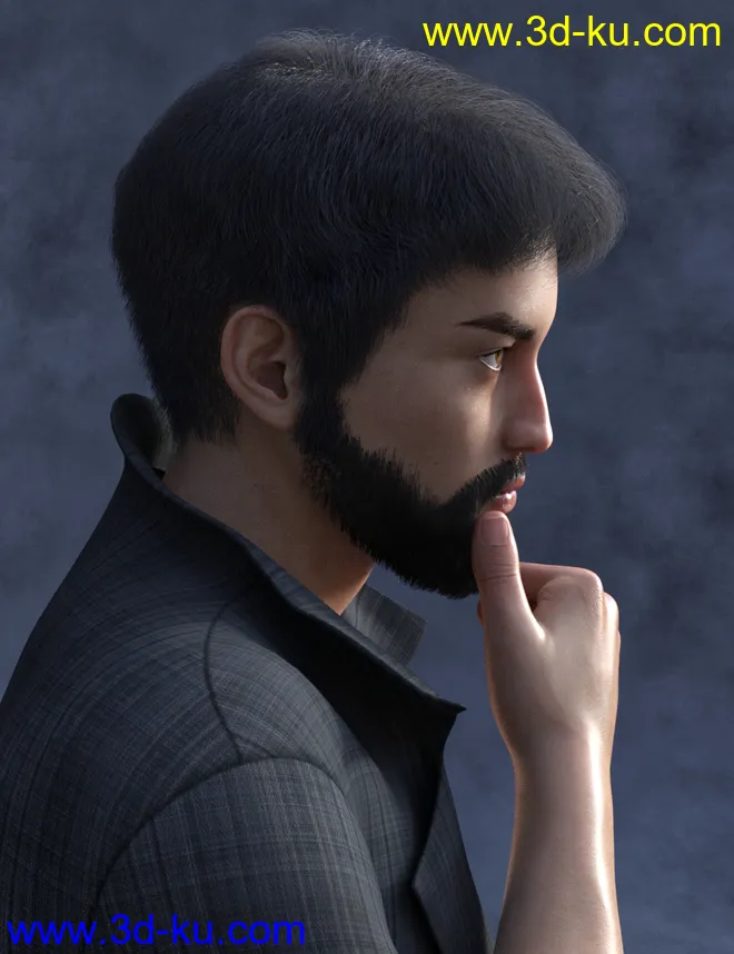 dForce Trendy Overdue Hair and Beard for Genesis 8 Male(s)模型的图片11