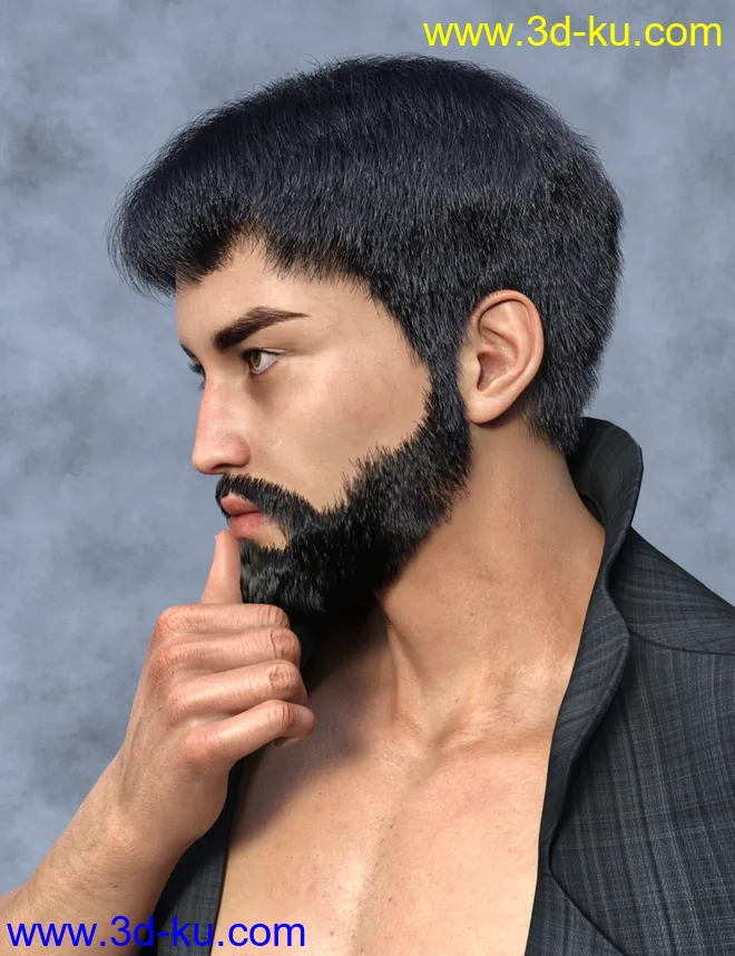 dForce Trendy Overdue Hair and Beard for Genesis 8 Male(s)模型的图片12