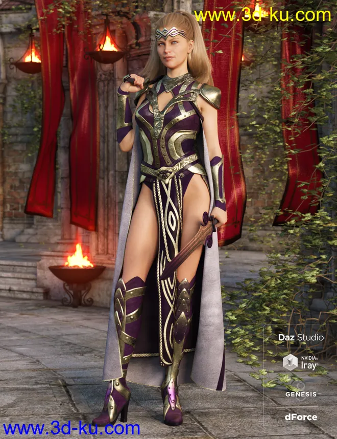 dForce Warrior Queen Outfit Textures模型的图片2