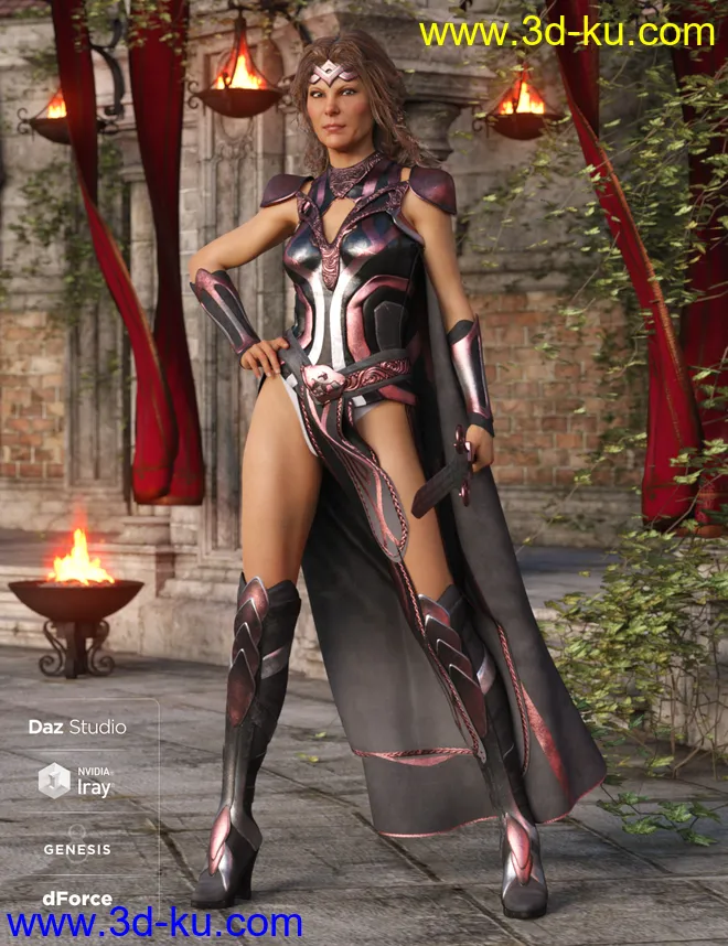 dForce Warrior Queen Outfit Textures模型的图片3