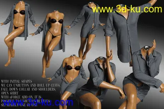 3D打印模型dForce Wet and Dry Boyfriend Shirt Dress for Genesis 8 Female(s)的图片