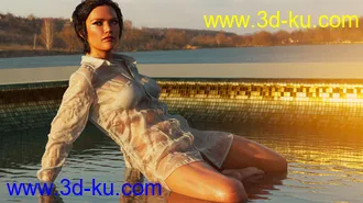 dForce Wet and Dry Boyfriend Shirt Dress for Genesis 8 Female(s)模型的图片12