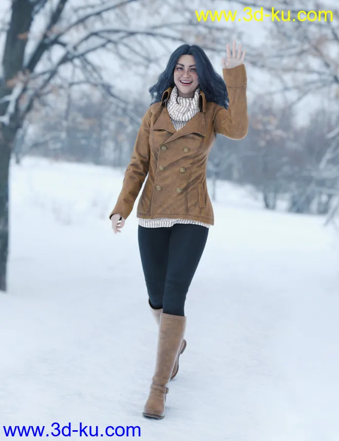dForce Winter Trendy Outfit for Genesis 8 Female(s)模型的图片1