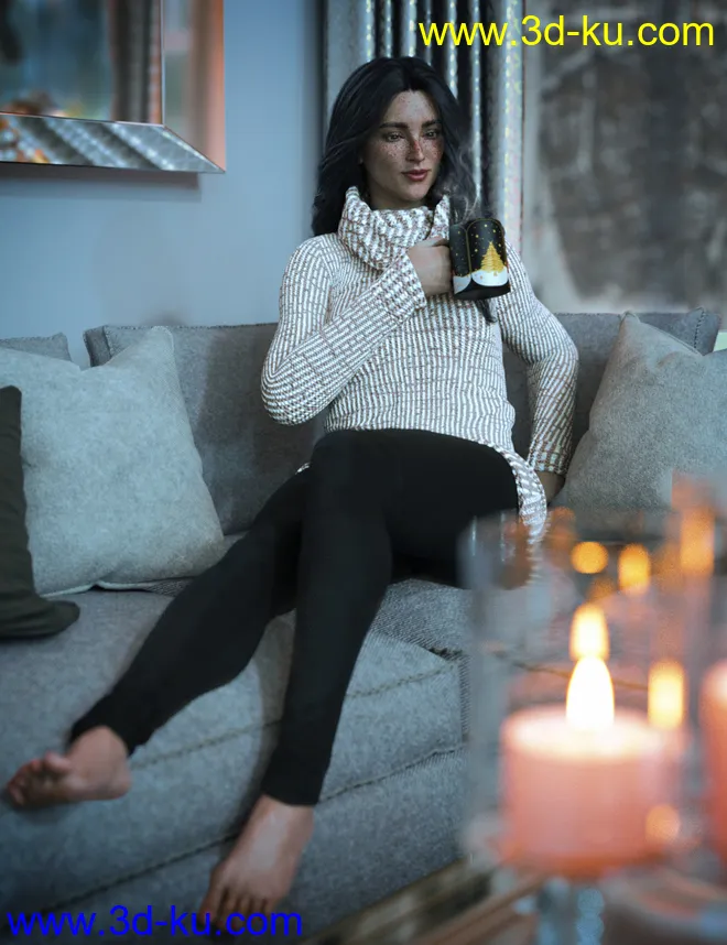 dForce Winter Trendy Outfit for Genesis 8 Female(s)模型的图片5