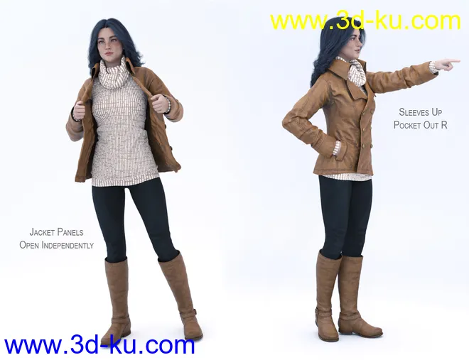 dForce Winter Trendy Outfit for Genesis 8 Female(s)模型的图片8