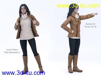 3D打印模型dForce Winter Trendy Outfit for Genesis 8 Female(s)的图片