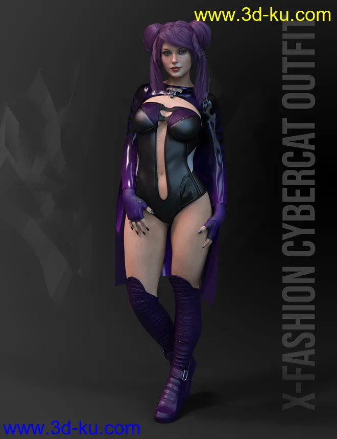 dForce X-Fashion Cybercat Outfit for Genesis 8 Female模型的图片1