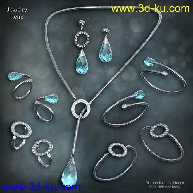 Droplet Jewelry for Genesis 8 Female(s)模型的图片2