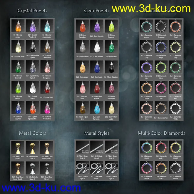 Droplet Jewelry for Genesis 8 Female(s)模型的图片10