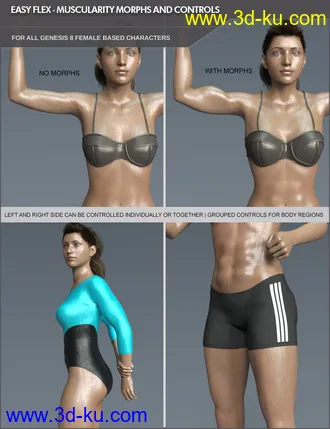 3D打印模型Easy Flex - Muscularity Morphs for Genesis 8 Female and Merchant Resource的图片
