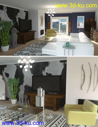 3D打印模型Eclectic Living Room的图片