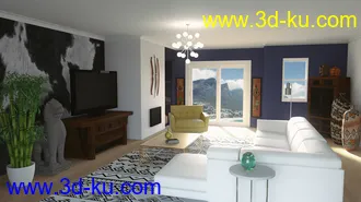 3D打印模型Eclectic Living Room的图片