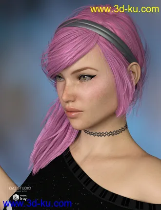 3D打印模型Effa Hair 2 for Genesis 3 and 8 Female(s)的图片
