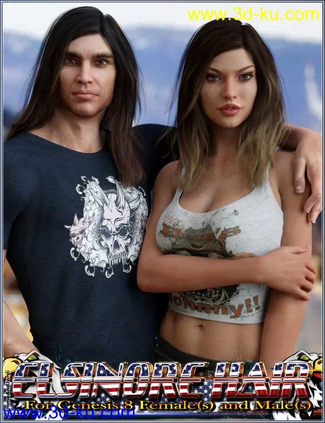 Elsinore Hair for Genesis 8模型的图片1