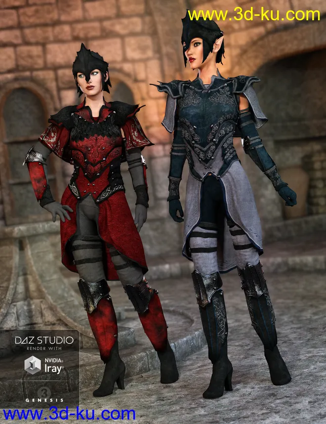 Elven Knight Armor Female Textures模型的图片1