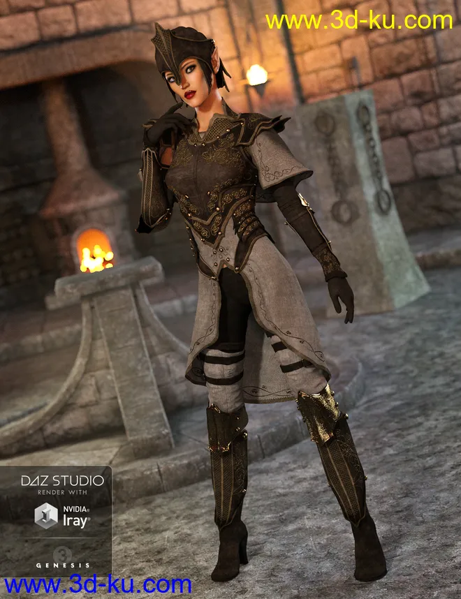 Elven Knight Armor Female Textures模型的图片3