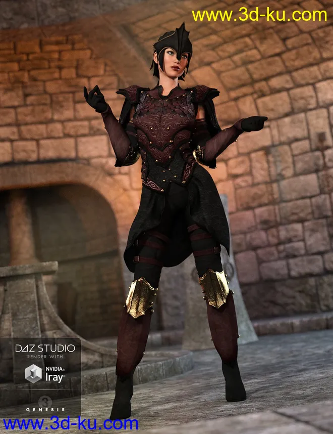 Elven Knight Armor Female Textures模型的图片4