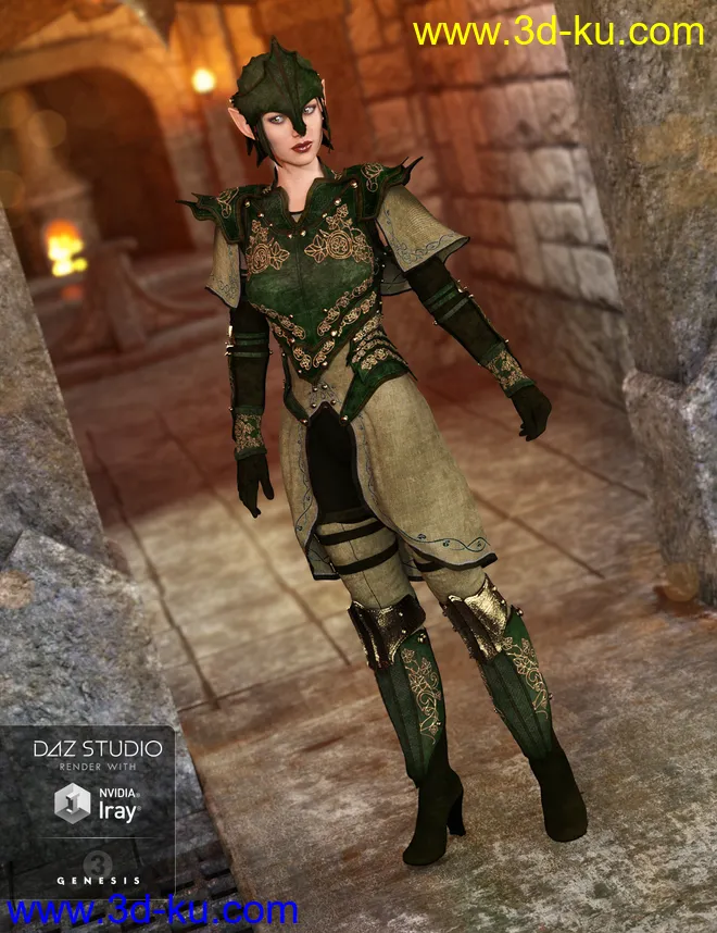 Elven Knight Armor for Genesis 3 Female(s)模型的图片2