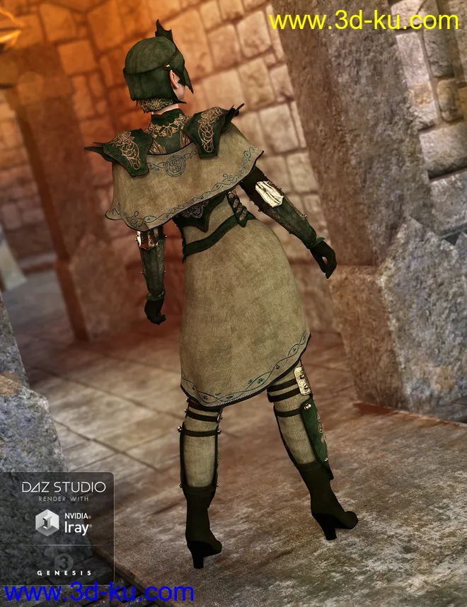 Elven Knight Armor for Genesis 3 Female(s)模型的图片3