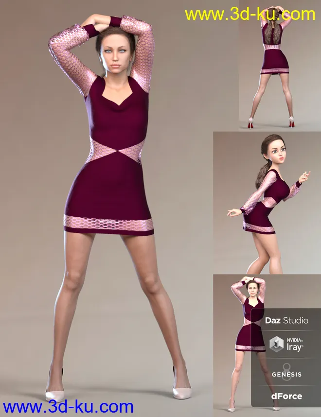 Emilya HD & Dress for Genesis 8 Female模型的图片17