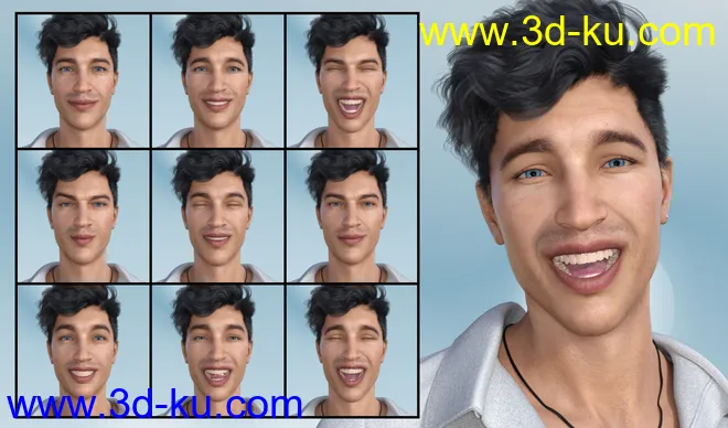 Emotional Guy - Expressions for Genesis 8 Male(s) and Owen 8模型的图片2