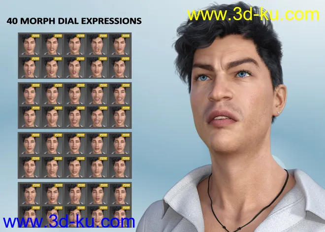 Emotional Guy - Expressions for Genesis 8 Male(s) and Owen 8模型的图片7