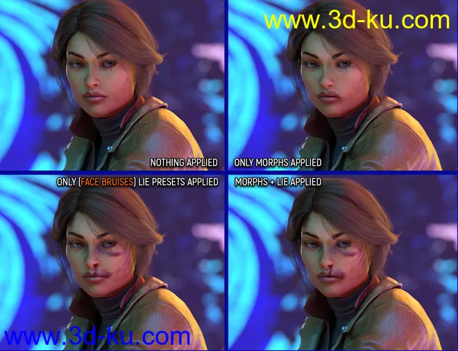 Face Bruises Morphs for Genesis 3 & 8 Female(s)模型的图片6