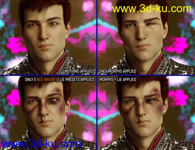 Face Bruises Morphs for Genesis 3 and 8 Male(s)模型的图片3