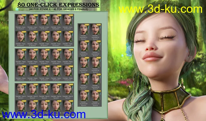 Fairytale - Expressions for Genesis 8 Female and Rynne 8模型的图片6