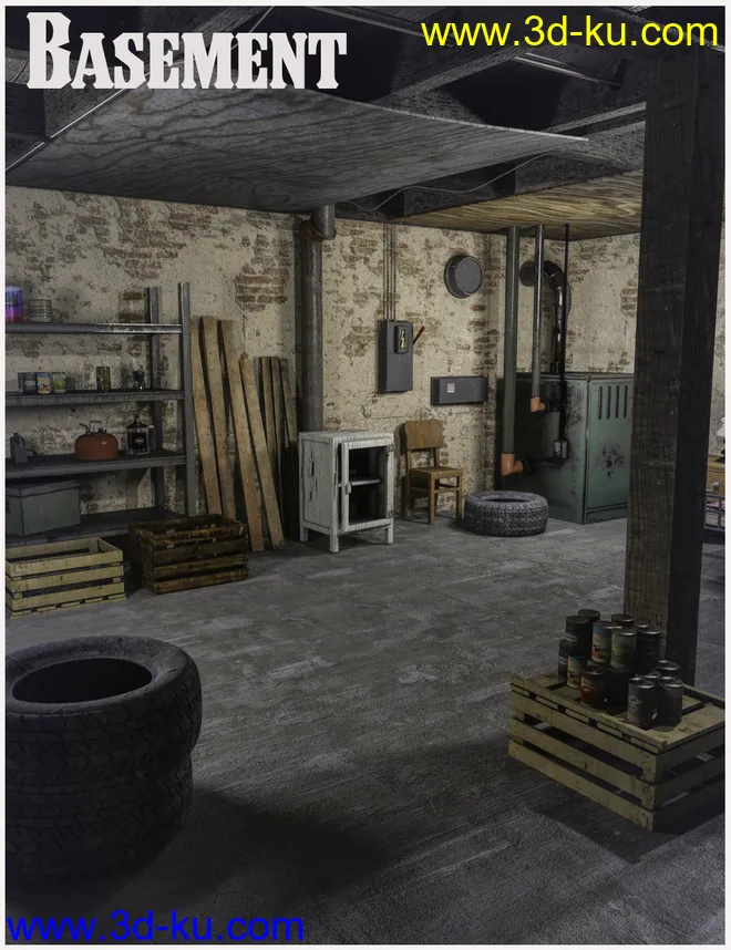 FG Dusty Basement With Poses For Genesis 8 Female(s)模型的图片1